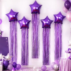Set de cortina de lluvia con borlas y globos de estrella de cinco puntas para fiestas de cumpleaños, bodas, baby showers, decoraciones para fiestas