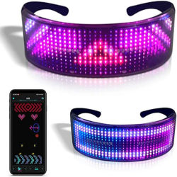 Gafas LED con luz brillante, pantalla programable con aplicación Bluetooth, gafas luminosas Rgb para fiesta, cumpleaños, Halloween