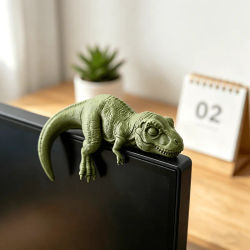 Figuras Decorativas de Tiranosaurio Rex Durmiendo para Monitor, Mini Dinosaurios Perezosos Impresos en 3D para Escritorio/Monitor/Estante, Adornos Jurásicos Lindos