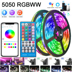 Tiras de Luces LED RGBWW de 15M, Impermeables con WIFI, Cinta Flexible de LED RGB de 25M 5050, con Bluetooth, APP + Adaptador
