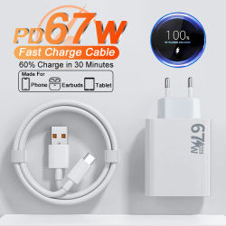67W cargador USB carga rápida teléfono adaptador de pared para iPhone Samsung oneplus Oppo xiaomi redmi cargador USB enchufe tipo C cable