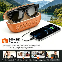 Gafas Inteligentes con IA 2026, con Cámara, Grabación de Video, Reconocimiento de Fotos por IA, Llamadas Bluetooth, Traducción de Voz, Gafas de Sol para Hombre y Mujer