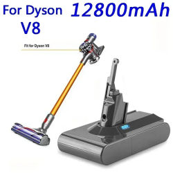 Batería de Repuesto para Aspiradora Dyson V8, 12800mAh, 21.6V, Serie V8, V8 Fluffy, Li-ion SV10, Recargable, L70