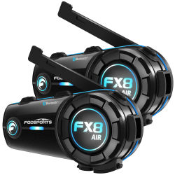 2 Piezas Fodsports FX8 AIR Intercomunicador para Motocicleta, Auriculares Bluetooth para Casco, Interfono BT, Radio FM