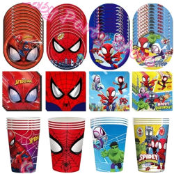 Set de Decoración para Fiesta de Cumpleaños de Spiderman, Platos, Vasos y Servilletas para Niños, Decoración de Cumpleaños, Baby Shower