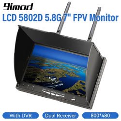 Monitor FPV 9IMOD LCD5802D con DVR 5,8G 40CH Monitor de pantalla LCD de 7 pulgadas 800x480 receptor de doble diversidad para Dron FPV
