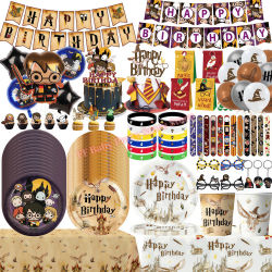 Decoración para Fiesta de Cumpleaños Academy Magics, Platos, Vasos, Servilletas con Diseño de Harry Potter, Regalos para Niños, Recuerdos para Baby Shower