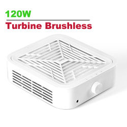Removedor de polvo de uñas sin escobillas de turbina, aspirador de uñas de 120W de succión fuerte para manicura con filtro extraíble, velocidad ajustable
