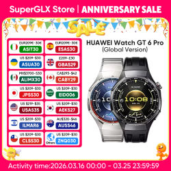 Versión global HUAWEI Watch GT 6 Pro 46 mm Smartwatch Pantalla AMOLED de 1,47" Ancho útil de la batería de hasta 21 días Compatible con iOS y Android