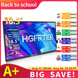 HGFRTEE Monitor portátil de 18,5 pulgadas 120Hz RGB100% con orificio VESA y soporte trasero pantalla extendida para ordenador portátil pantalla HDR de ADS-IPS