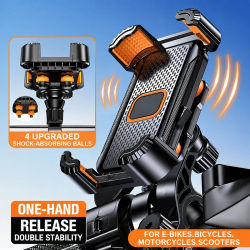 Soporte para Teléfono de Motocicleta con Absorción de Impactos 360 ° Soporte Giratorio para Teléfono de Bicicleta Compatible con Smartphones de 4.7-7.2 Pulgadas