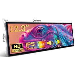 Monitor de pantalla táctil de 12,3 pulgadas con HDMI y tipo C, pantalla IPS de 1920x720, calcul de barras LCD