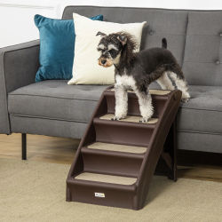 PawHut Escalera Plegable para Mascotas 4 Peldaños con Alfombras Antideslizantes