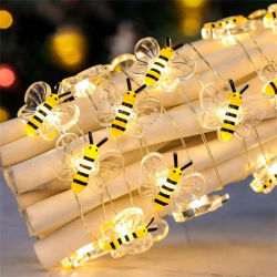 Paquete de luces de abeja con pilas, cadena de luces de abeja para dormitorio, plantas, Patios, fiesta, boda, Navidad, luces decorativas, 1 paquete