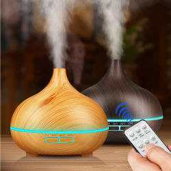 Difusor de aceites esenciales de alta calidad, humidificador de aire de grano de madera,