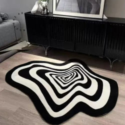 Alfombra Irregular creativa para sala de estar, alfombra geométrica blanca y negra, decoración del hogar, alfombra para el suelo, alfombras para dormitorio, felpudo de entrada