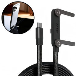 Cable cargador de soporte Invisible de carga súper rápida de 240W con soporte, teléfono incorporado, diseño trenzado tipo C para viajes de oficina y juegos