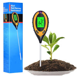 Medidor de pH 4 en 1, Medidor de Humedad, Temperatura y Acidez del Suelo, Kit de Prueba de Suelo para Plantas y Flores
