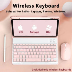 Teclado inalámbrico compatible con Bluetooth para tableta Android iOS, ultrafino, 78 teclas, recargable, portátil, diseño compacto para iPad