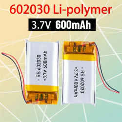 3,7 V 600mAh 602030 batería de litio 502030 052030 baterías de polímero de litio para auriculares inalámbricos Bluetooth reloj inteligente de juguete