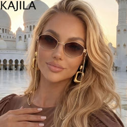 Gafas De Sol hexagonales con montura pequeña para mujer, anteojos De Sol sexys con cadena, De diseñador De marca De lujo, Punk, 2026