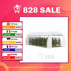 Outsunny Invernadero de Túnel de Jardín 6x3x2 m con Puertas y 6 Ventanas para Cultivos Plantas Flores Blanco
