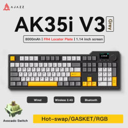 Teclado para Juegos Ajazz AK35I V3/V4 MAX, Tri-Modo, Cableado, Bluetooth, Inalámbrico, Gasket, Intercambio en Caliente de Teclas, 104 Teclas, Personalizable