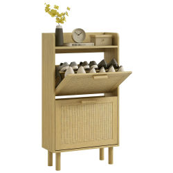 HOMCOM Mueble para zapatos, armario para zapatos de 2 puertas con capacidad para 12 pares, diseño bohemio con efecto resina a cuadros.