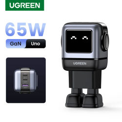【Enchufe KR】UGREEN 65W GaN cargador Robot diseño QC 4,0 3,0 PPS para Macbook Air portátil tableta iPhone16 15 14 Pro PD cargador USB rápido