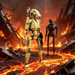 Kit de Modelo de Droid de Combate de Ciencia Ficción, Figura de Robot para Construir MOC, Set Coleccionable Detallado para Exhibición