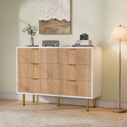 Anajqaqia Cómoda de 6 cajones, muebles de madera, cómoda con patas de metal, diseño antivuelco, adecuada para sala de estar y dormitorio