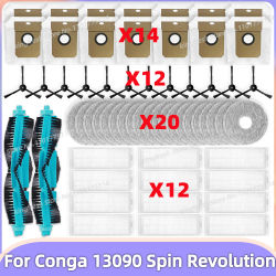 Compatible con ( Cecotec Conga 13090 Spin Revolution / 11090 Spin Revolution ) Piezas del Aspirador Cepillo Principal Cepillo Lateral Filtro Hepa Trapo de Limpieza Bolsa de Polvo Accesorios