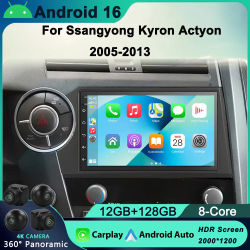 Radio de coche Android 16 Carplay GPS para Ssangyong Kyron Actyon 2005-2013 reproductor Multimedia de vídeo Bluetooth pantalla dividida
