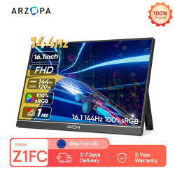 ARZOPA Monitor portátil de 16,1 pulgadas, 144hz, 100% sRGB, 1080P FHD, pantalla IPS, segunda pantalla externa para ordenador portátil/PC/PS5/Mac/Xbox Z1FC