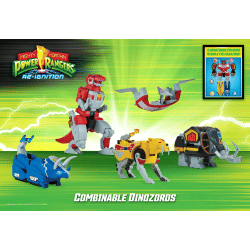 Playmates MMPR Re-Ignition 5 en 1, Dino Zords Megazord Combinable, Figura de Acción de Robot Combinable, Sin Empaque Original