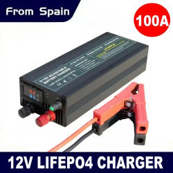 Cargador Lifepo4 12V 60A 100A, Cargador de Batería de Litio, Entrada 110V-240V, Adaptador Rápido Ajustable 0-15V para Batería Lifepo4