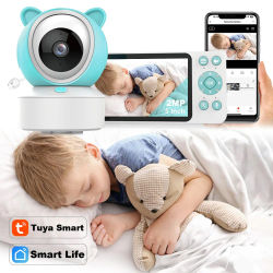 Tuya WiFi inteligente llanto de bebé detección de sonido Audio Video Monitor de bebé PTZ infrarrojo 5 pulgadas Monitor cámara 1080P teléfono aplicación vista remota