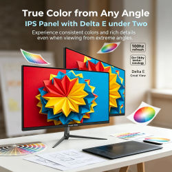 Monitor para Juegos Great View de 27 Pulgadas, 2K QHD 2560x1440, 100Hz, 3ms, IPS, HDR10, FreeSync, Sin Bordes, Cuidado de la Vista, DisplayPort, HDMI