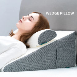 Almohada de cuña para cama de espuma viscoelástica, almohada para el cuello para espalda, piernas y rodillas, almohada triangular con funda extraíble, 2 uds.