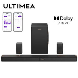 Barra de Sonido ULTIMEA Skywave F40 Boom 5.1.2ch con Dolby Atmos, Sistema de Sonido Envolvente para TV con Subwoofer y 2 Altavoces Envolventes