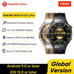 Versión global HUAWEI Watch GT 6 Pro 46 mm Smartwatch Pantalla AMOLED de 1,47 "GPS Llamada Bluetooth Compatible con iOS y Android NFC