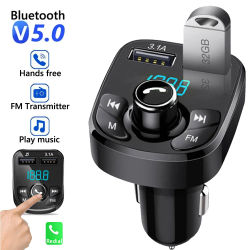 Cargador de coche con transmisor FM, Bluetooth, Audio, USB Dual, reproductor MP3, autorradio, manos libres, Cargador rápido 3.1A, accesorios para coche