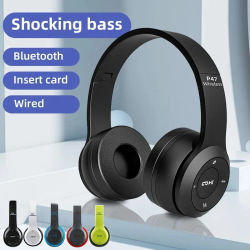 Auriculares inalámbricos P47 5,0 con Bluetooth, serie plegable, estéreo HiFi, bajo, juego deportivo, auriculares con micrófono para juegos de teléfono móvil