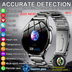 2025 nueva análisis de salud ECG + PPG reloj inteligente grasa corporal ácido úrico presión arterial rastreador de ritmo cardíaco NFC Smartwatch para Android IOS