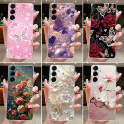 Para Samsung Galaxy A16 A26 A36 A56 funda de moda flores de mariposa funda transparente de silicona suave para GalaxyA16 A 26 36 56 carcasa de teléfono