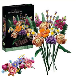 Set de Construcción de Ramo de Flores Artificiales, Rosa, Orquídea, Planta en Maceta, Bloques de Construcción DIY, Modelo de Ramo Eterno para Mamá, Esposa, Decoración del Hogar
