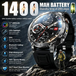 Reloj Inteligente TANK Ultra 2026, Nuevo, con Batería Grande de 1400mAh, GPS, Linterna, Llamadas Bluetooth, Resistente al Agua, Deportivo, Militar, para Hombre