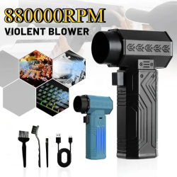 Potente soplador de aire de 880000RPM con aspiradora, 10000mAh 600g de empuje 70 m/s, plumero sin escobillas para eliminación de hojas, teclado secador