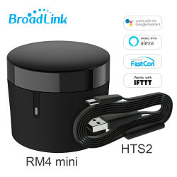BroadLink RM4 Mini Control Remoto Universal IR, Interruptor Inteligente Inalámbrico Wifi, Controlador Bluetooth, Sensor HTS2 para Alexa y Google Home