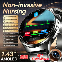 Nuevo Reloj Inteligente de Cuidado No Invasivo para Hombre, ECG, Ácido Úrico, Presión Arterial, Tres Altas, Frecuencia Cardíaca, Diagnóstico de Salud de 5 Órganos, Llamadas BT, Smartwatch